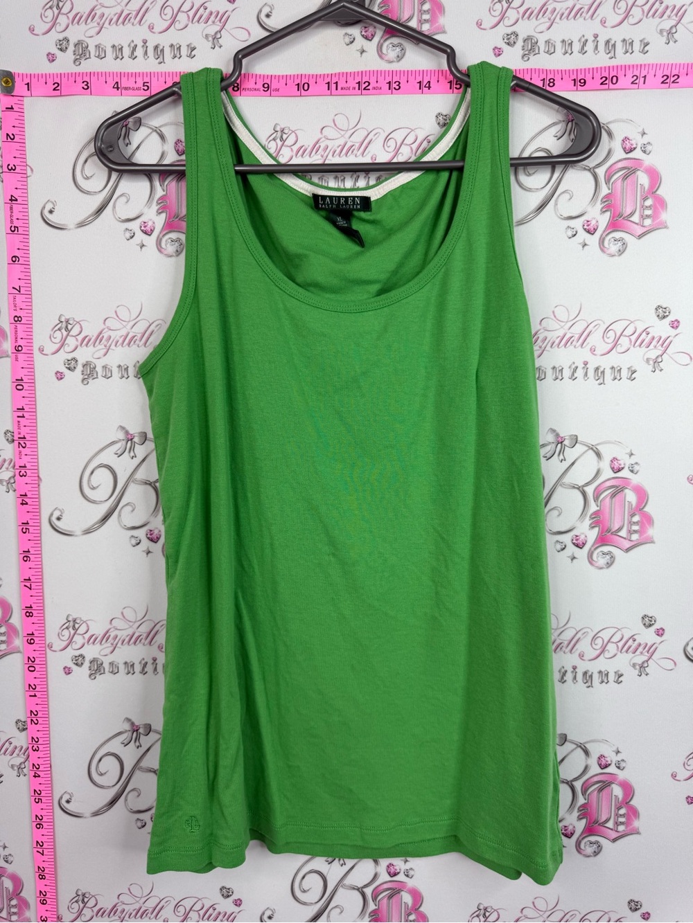 Ralph Lauren tank top stretchy Bright Green Cotton Scoop Neck Tank